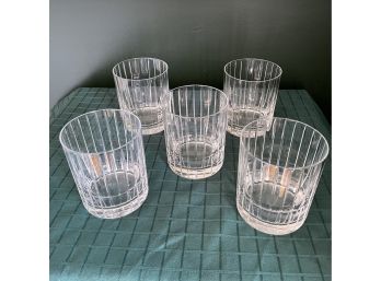 Sasaki Crystal  'ELLESSEE' Pattern On-the-  Rocks Glasses  Bar Ware - 5 Piece Collection (2/2)