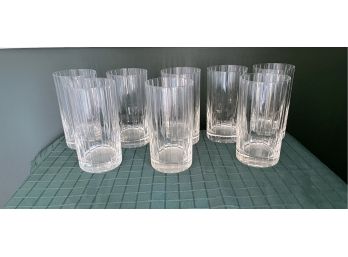 SASAKI  Crystal Tall Water Glasses ' ELLESSE' Patern- Bar Ware-8 Piece Collection