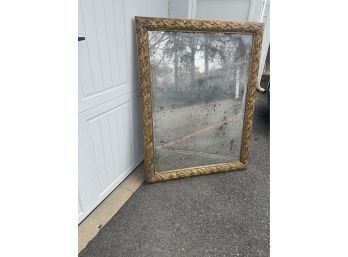 Vintage Continental  Style  Gesso  Wood &. GOLD GILT FRAMED MIRROR W/ Elaborate Carving! 47' X 37'