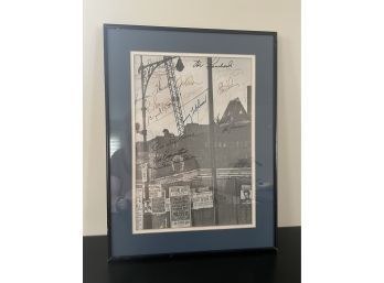 Vintage Autographed New York  Skyline  Hand Autographed Black & White Photo -Pee Wee Reese  & Others