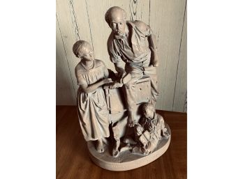 Antique ' Uncle Ned's School' Ceramic Sculpture -SIGNED   John Rogers - Patented July 1853