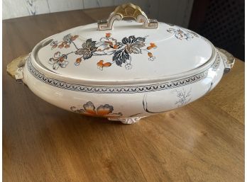 Vintage  Floral Hand Painted Soup Tureen With Makers Marks 'brownfield'