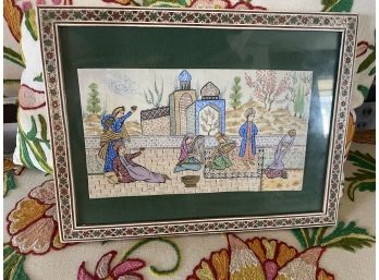 Vintage Persian Hand Painted Framed Plaque