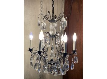 1960s  Crystal And Iron  Hanging Chandelier
