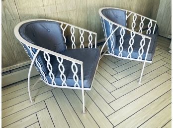 1960s Mid-Century Modern Designer Salterini  '  Braided  Iron  Outdoor Garden Chairs-Matched Pair!