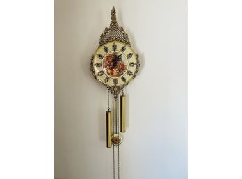 Vintage Victorian Scene  Enamel Wall Clock