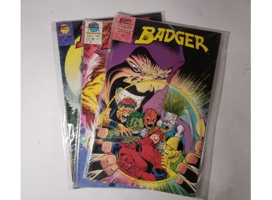 Comic Book Lot - Badger - #34, 35 & 36 - First Comics 1988