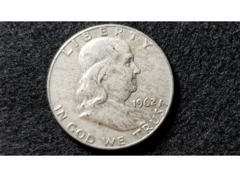 US 1962 D Franklin Silver Half Dollar -  Fine