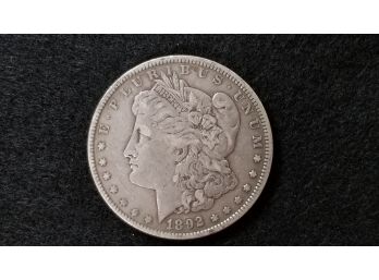 US 1892 Morgan Silver Dollar - Very Fine With Patina