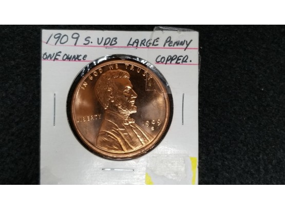 Metal Commodity - One Ounce Of Copper - Copper Bullion - Lincoln Penny Design