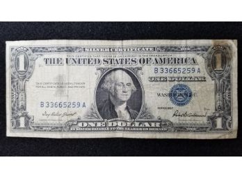 US Currency Silver Certificate - 1957 Series One Dollar - Good