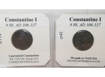 Lot Of 2 Ancient Roman Coins - Constantine I - 306 - 337 AD - Info/history Pack
