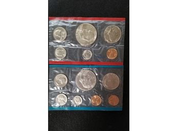 US Coin Mint Set - 1974 Mint Condition Coins In Plastic Enclosures - Philadelphia & Denver  Extra S Penny