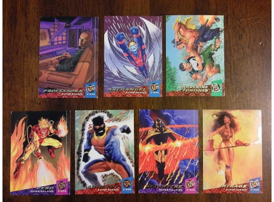'94 Fleer Ultra X-Men - 7 Trading Card Lot - Professor X, Archangel, Woverine Vs. Punisher
