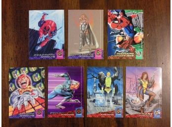 '94 Fleer Ultra X-Men - 7 Trading Card Lot - Deadpool, White Queen, Wolverine Vs. Spider-man