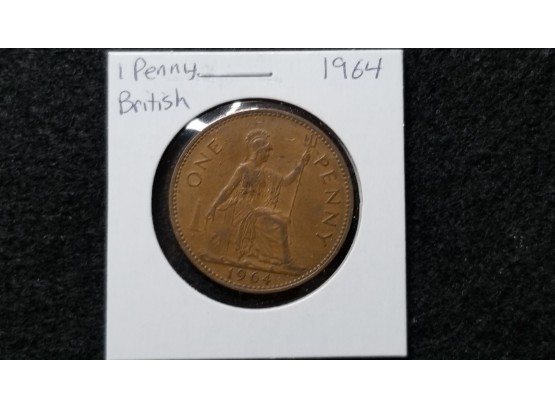 Britain Coin - 1964 British Penny - Bronze - Fine