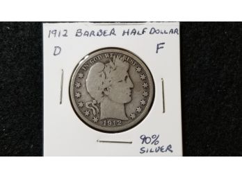US 1912 D Barber Half Dollar  - Silver 1/2 Dollar - Fine