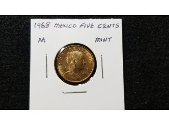 Mexico 1968 Five Cent Coin - Uncirculated