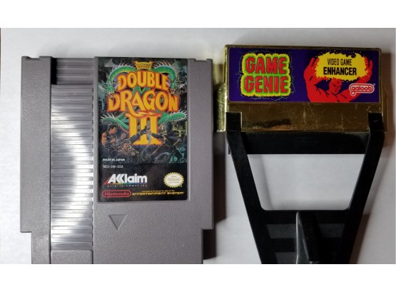 Vintage Gaming Lot - NES Nintendo Double Dragon III - The Sacred Stones & Game Genie Cartridge