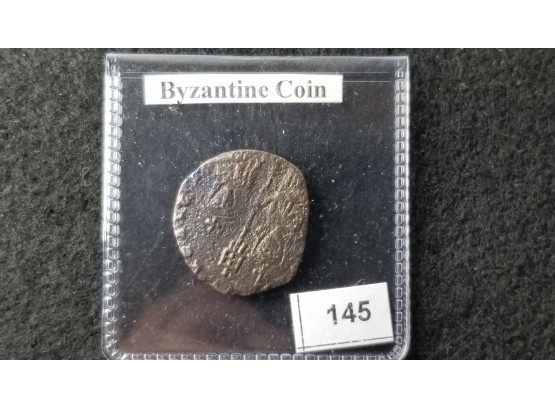 Ancient Byzantine Coin In Plastic Coin Holder