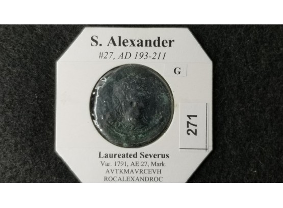 Ancient Roman Coin - S. Alexander - AD 193 - 211