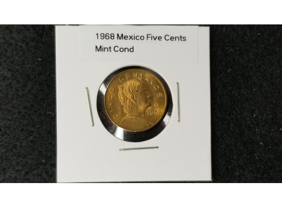 Mexico 1968 Five Cent Coin - Uncirculated - 1968 Olympics In Mexico