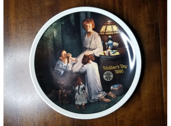 Commemorative Plate - Norman Rockwell Limited Edition Plate - Mother's Day 1990 - Evening Prayers