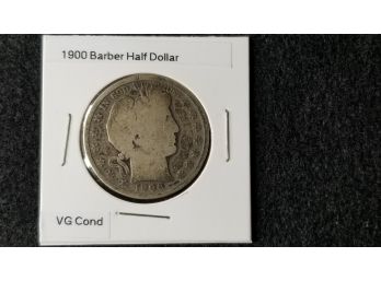 US 1900 Barber Half Dollar  - Silver 1/2 Dollar - Very Good