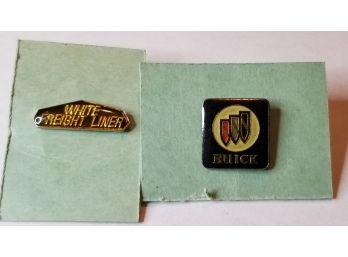 Lot Of 2 Vintage Lapel Pins - Buick & White Freight Liner Pins