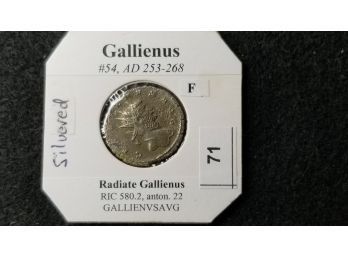 Ancient Roman Coin - Silvered Gallienus - 253 - 268 AD (over 1500 Years Old)