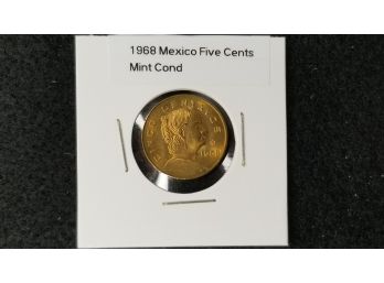 Mexico 1968 Five Cent Coin - Uncirculated - 1968 Olympics In Mexico