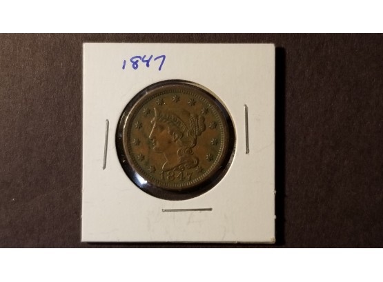 US 1847 Liberty Head One Cent Penny - VF