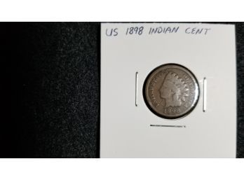 US 1898 Indian Head One Cent Penny - Over 120 Year Old Coin - Very Good
