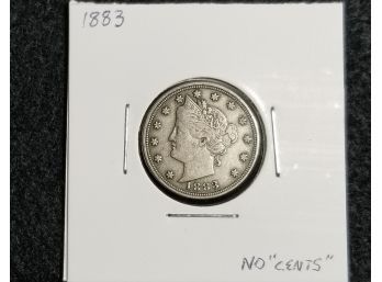 US 1883 Five Cents - No Cents On Reverse - XF