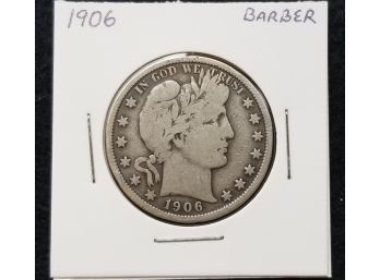 US 1906 Barber Half Dollar  - Silver 1/2 Dollar - Very Fine