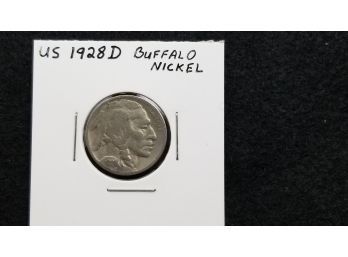 US 1928 D Buffalo Nickel In Coin Collection Holder