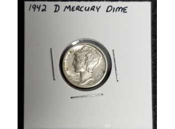 US 1942 D Silver Mercury Dime - Uncirculated