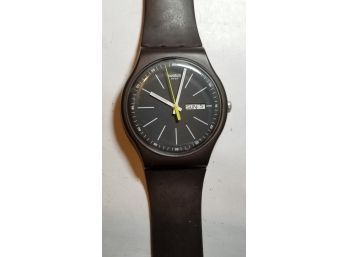 Swatch Analog Watch - Brown With Silicone Strap