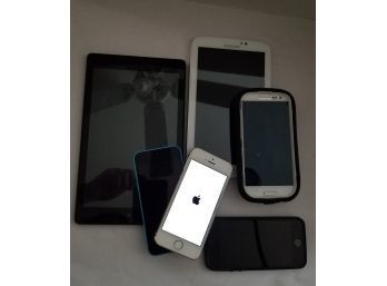 Box Lot Of Mobile Devices For Parts - Phones And Tablets Including Iphone, Amazon & Samsung