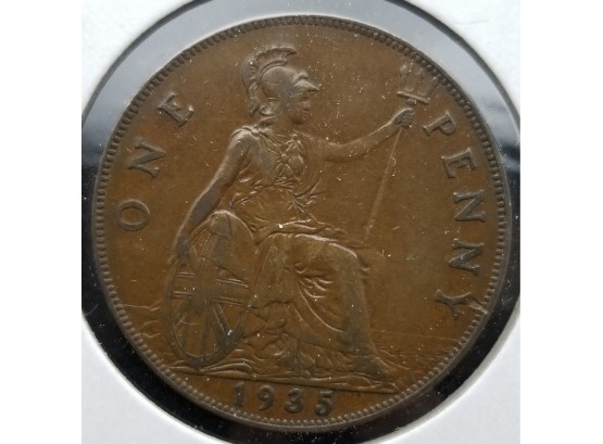 Britain Coin - 1935 British Penny - Bronze - Extremely Fine