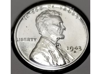 US 1943 D Steel Wheat Penny - WWII One Cent - Brilliant Mint Uncirculated