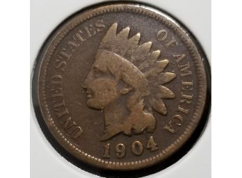 US 1904 Indian Head One Cent Penny - Very Fine
