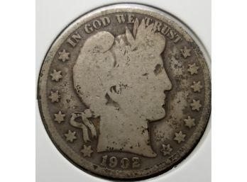 US 1902 S Barber Half Dollar  - Silver 1/2 Dollar - Fine