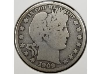 US 1909 Barber Half Dollar  - Silver 1/2 Dollar - Fine
