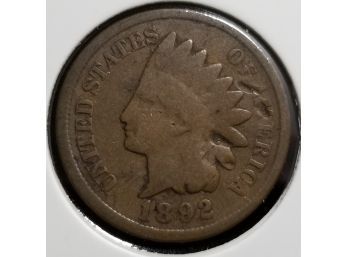 US 1892 Indian Head One Cent Penny - Very Fine