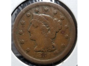 US 1851 Large One Cent - Braided Hair - Fine - Pre Civil War