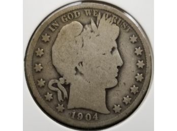US 1904 Barber Half Dollar  - Silver 1/2 Dollar - Fine