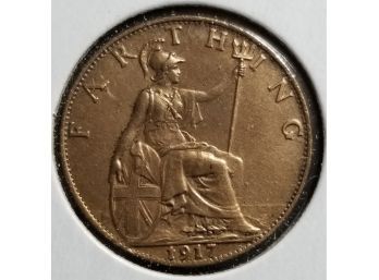 Britain - 1917 British Farthing - King Edward VII - Mint Condition