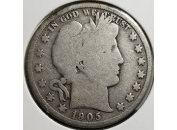 US 1905 S Barber Half Dollar  - Silver 1/2 Dollar - Fine