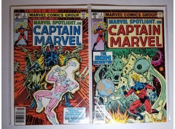 Comic Book Lot - 2 Late 1970 Comic Books - Marvel Spotlight On Captain Marvel #2 & #3
